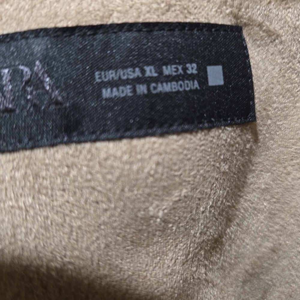 Zara Faux Leather Tan Women's Jacket with Stitch Detailing Size XL EUC - Picture 5 of 10